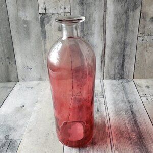 Ombre Red/Pink Glass Bottle Vase